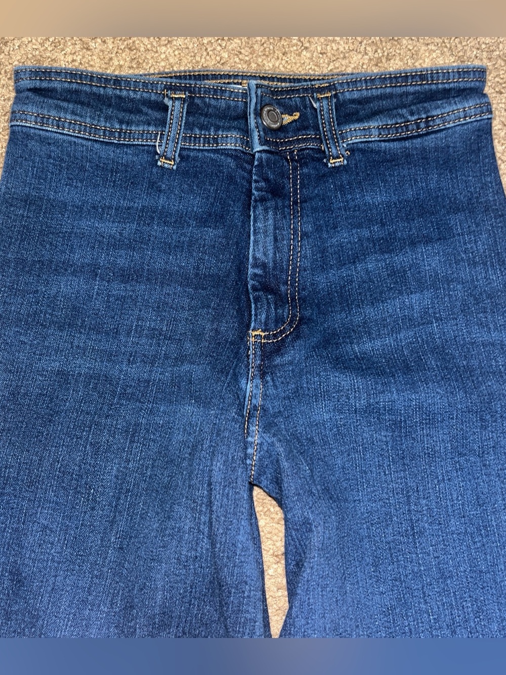 Zara Marine (Sailor) Wide Straight High Waisted Jeans Blue 6 - Picture 3 of 5